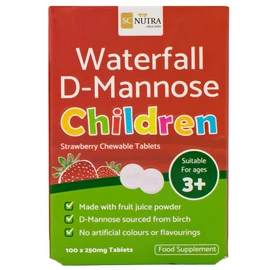 Waterfall D-Mannose for Children Birch D-Mannose & Natural Strawberry Juice Powder for Boys & Girls 3 Years + | 250mg Tablets – 100 Count