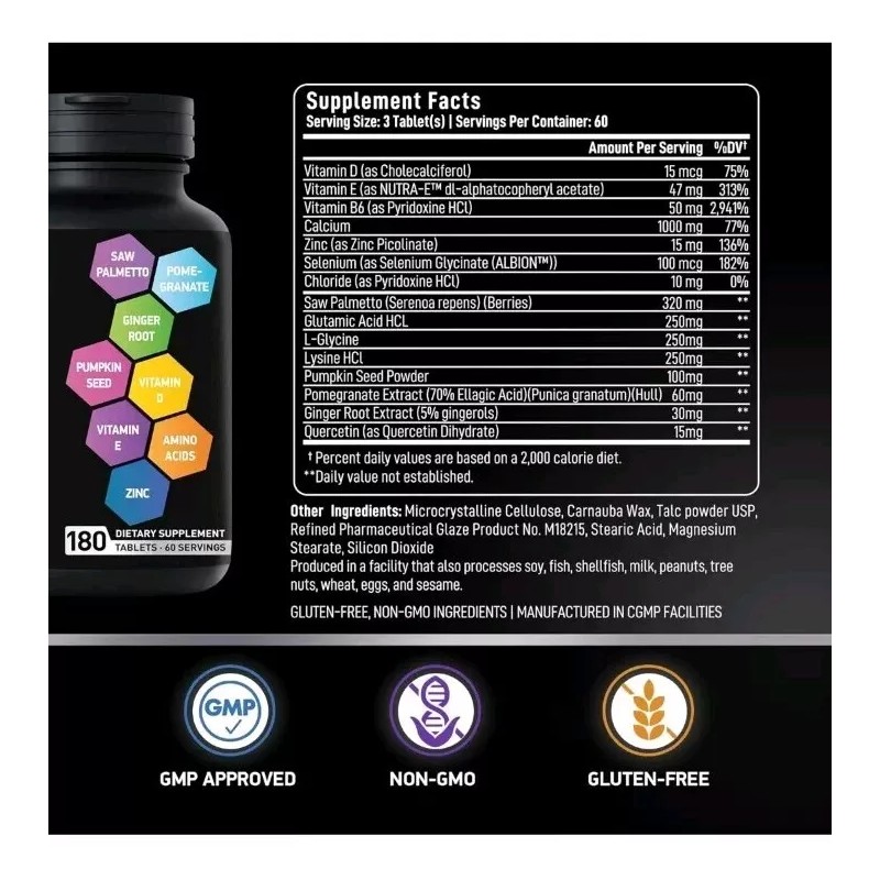 Bioactive Labs Prostate Supplement For Men 180 Tablets 09/2026