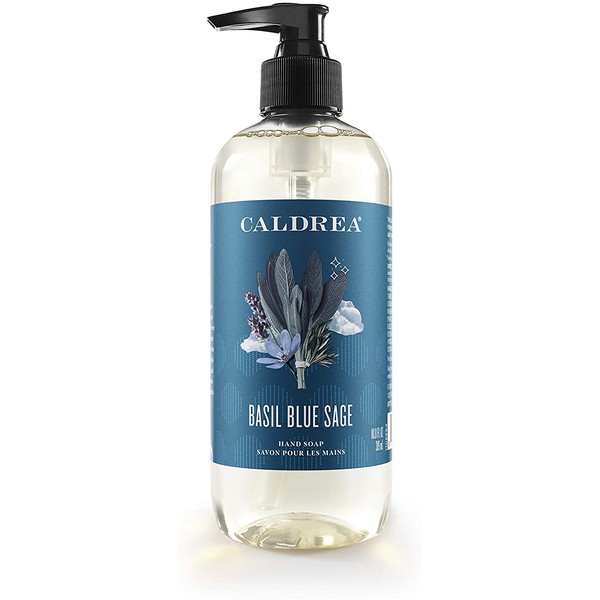 Caldrea Hand Wash Soap, Aloe Vera Gel, Olive Oil and Essential Oils to Cleanse and Condition, Basil Blue Sage Scent, 10.8 oz (Packaging May Vary)