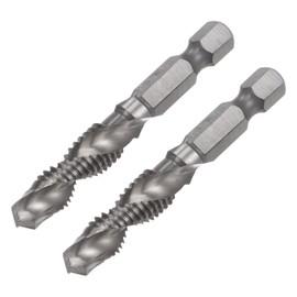 sourcing map 2 Pieces Combined Drill Tap TiAlN Coated Cobalt Spiral Cutting Tool Replacement M8 x 1.25
