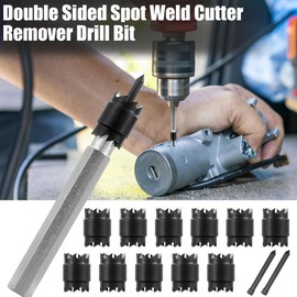 VMBQRTI 14-Pack Spot Weld Cutter Sets, Double-Sided 3/8" HSS Spot Weld Drill Bits, Hex Shank Sheet Metal Hole Cutters for Power Drills, Ideal for Spot Welding Removal