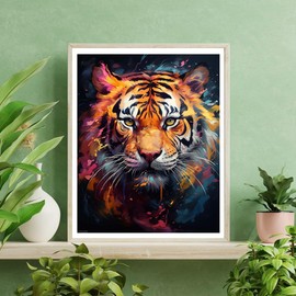 XTXGERL Paint by Numbers Tiger for Adults, Acrylic Oil Painting by Numbers Kits for Beginner with Paintbrushes Brushes Paintwork Art Canvas for Home Decor 16x20 inch / 40x50 cm