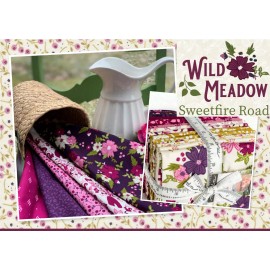 Moda WILD MEADOW 43131 11 Purple Beehive Floral SWEETFIRE ROAD Quilt Fabric - By the Half-Yard