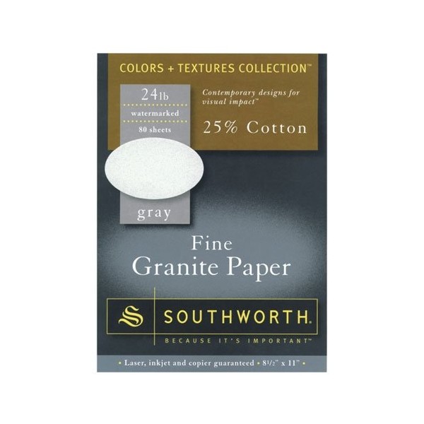 Southworth Color + Textures Collection™ 25% Cotton Granite Paper, 8 1/2in. x 11in., 24 Lb., Gray, Pack Of 80