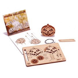 Wood Trick Set of Mini 3D Puzzles - Bat, Angel, Skull, Pumpkin - 3D Wooden Puzzle - Great STEM Project for Beginners