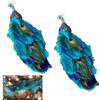 Glitter Blue Peacock Christmas Tree Ornaments with Clips 11inch Feathered