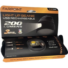 FarPoint Light Up Beanie USB Rechargeable Black