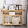 Nnewvante Bamboo Console Table Behind Couch, Entryway Table with Shelves,
