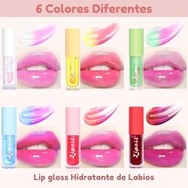 Set 6 Labiales Gloss Magicos Hidratante Aroma Lip Essence Oil Brillo Labial Humectante Labios Cambia Color Lip Gloss Glitter Brillos Furtales Lip Gloss Labial Color Natural