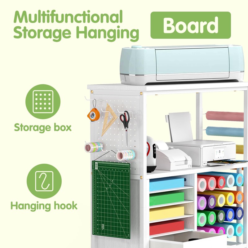 MASHELLY Craft Storage Cart, Compatible with Cricut Cutting Machines, Features
