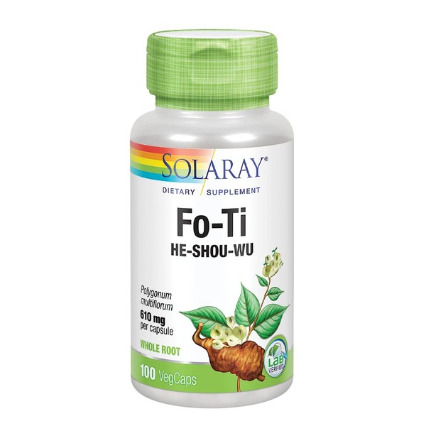 SOLARAY Fo-Ti 610 mg | Healthy Liver, Kidney, Hormone & Longevity Support | Hair, Skin & Nails | Vegan | 100 VegCaps