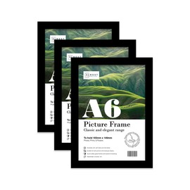 Almost Frameless A6 Black Picture Frame Set of 3, Display A6 Picture Gallery Wall, Poster, Photo, Artwork, or Print, Yellow