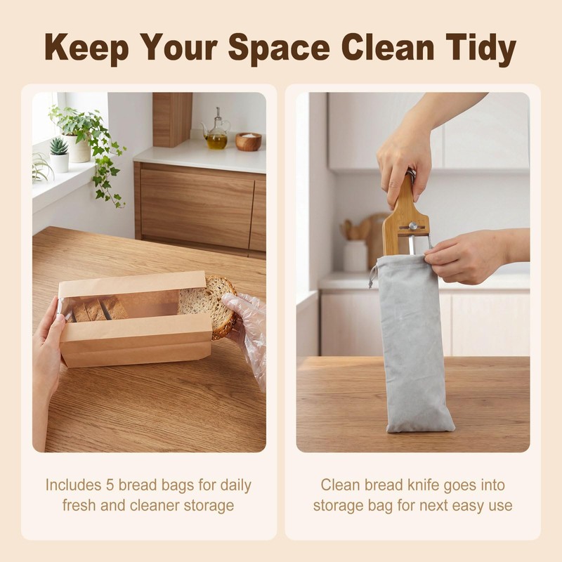 CJZMBSTY Adjustable Bread Slicer, Thickened Blade & Storage Bag for