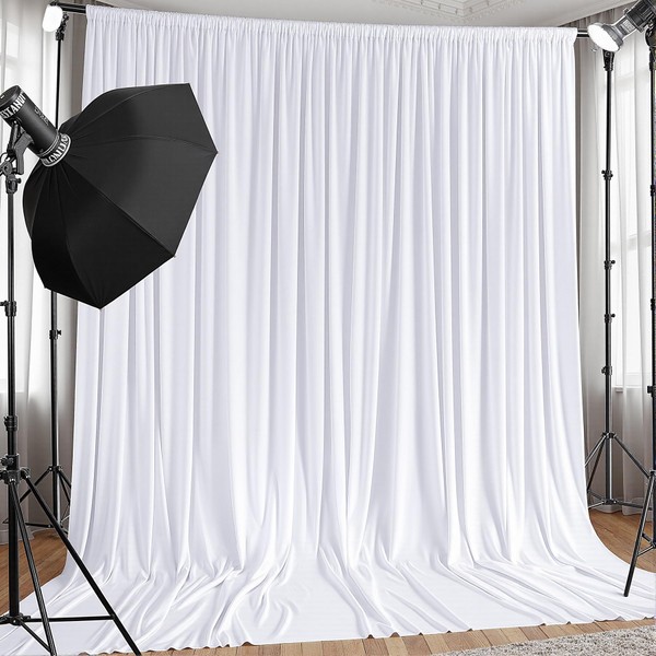 10x12 FT White Backdrop Curtain for Parties Wrinkle Free Photo