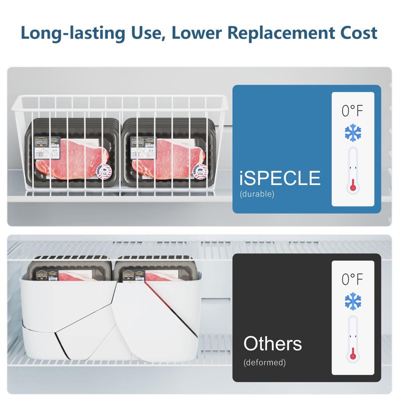iSPECLE Freezer Organizer Bins - 4 Pack Medium Upright Baskets