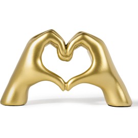 Heart Hands Sculpture, Gold Shelf Decoration Aesthetics for Room Bookshelf Coffee Table Dining Table Centerpiece, Birthday Gift and Memorial for Women, Girlfriend Girls Mom