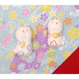 Craftmanhouse Hina Doll Rabbit Hina Chopsticks Rest Total Length: 2.2 inches (5.5 cm) each