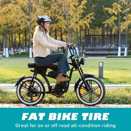 BALINGE 2 Pack Fat Tire for Ebike Mountain Bike Heavy Duty High-Performance Wear-Resistant E-Bike Mountain Snow Bike Tire 20" x 4"，White Wall - 2 Tires 2 Tubes 2levers