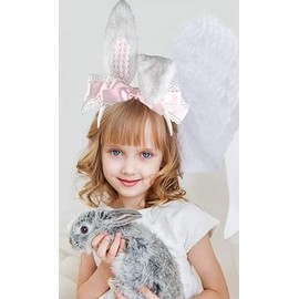 1 PCS Easter Party Hair Accessory Headband Gothic Lolita Cosplay Cute Rabbit Bunny Ears Bow Lace Hair Band Headwear