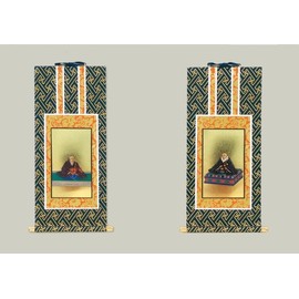 Kyoto Butsudan Isemura, Set of 2, Buddhist Altar Hanging Scroll, Side Samurai Shuren, (20s, Jodo Shinshu Honganji School (Nishi Honganji Temple) Navy Blue Surface)