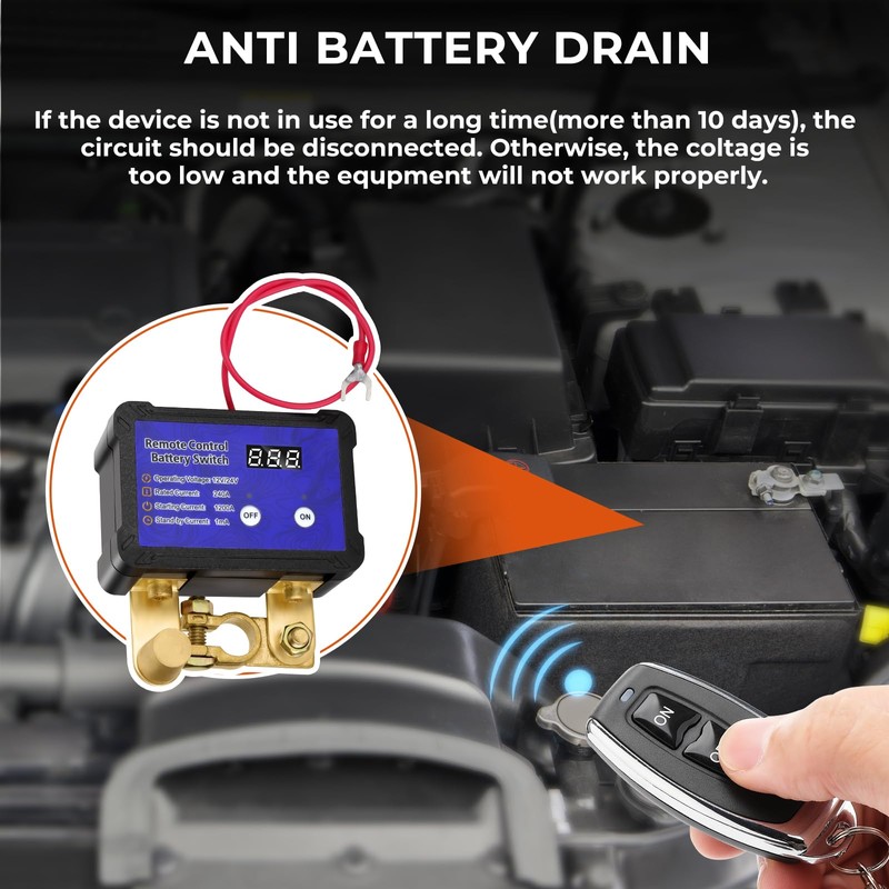 ISINFLASH Kill Switch with Voltage Display Remote Battery Disconnect Switch
