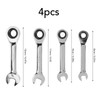4pcs Short Ratcheting Wrench Set 72 Tooth 8mm 9mm 11mm