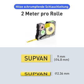 SUPVAN G15M Heat Shrink Tube 2:1, Heat Shrink Tube Yellow for Cable Insulation, Marking, Cable Bundling (Diameter 4.8 mm, 2 m)