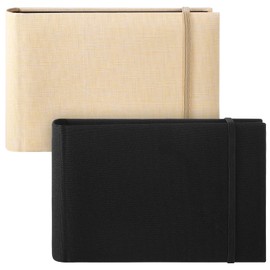 2 Pack Small Photo Albums, 6x4 Slip In Photo Albums 200 Photos Mini Flip Photo Book Album Portable Linen Cover Memory Book with Linen Cover for Baby Wedding Holiday Family Birthday Travel(Black,Beige)