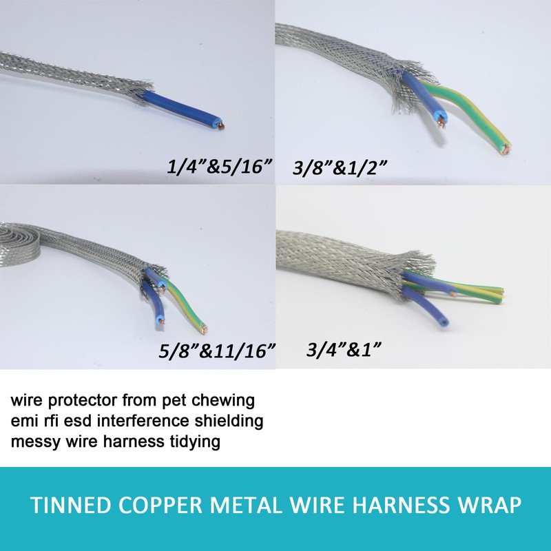 EMI RFI Shielding Wire Loom Metal Tinned Copper Grounding Braided