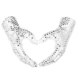BOHUIZ 1 Pair Sequin Gloves, Silver Gloves, Performance Dance Glitter Glove, Costume Party Accessories