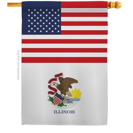 States US Illinois House Flag Regional USA American Territories Republic Country Particular Area Small Decorative Gift Yard Banner Double-Sided Made in 28 X 40