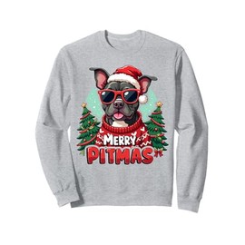 Holiday Pitbull Funny Dog Lover Christmas Merry Pitmas Cute Pitbull Dog Christmas Holiday Sweatshirt