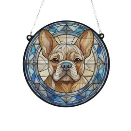 Image Industry French Bulldog Tan Stained Glass Effect Suncatcher - Garden Gift - Dog Gift - Pet Memorial (19cm)