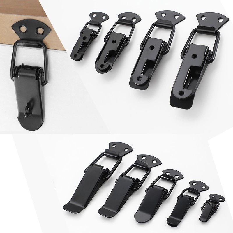 6 Pack Black，Stainless Steel Spring Loaded Toggle Latch, Silver Catch