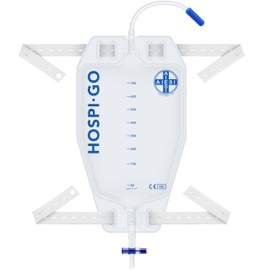 AIESI® Urine Bag Leg Bag Reusable Capacity 750 ml 30 cm Tube with Drain Valve (T) and Anti-Reflux Valve Hospi-Go (Pack of 10), Back Made of Breathable Material