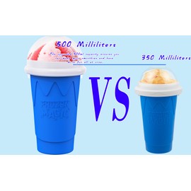500ML Slushie Maker Cup - DIY Magic Slushy Maker Squeeze Cups, Portable Smoothie Squeezes Cup for Milk and Ice Cream Make, Double Layer Slushy Maker Cups, Birthday Gifts for Family(Blue, 500ML)
