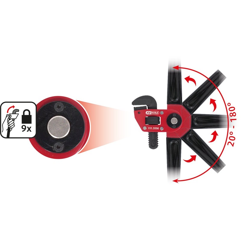 KS Tools 111.3550 1.1/2-inch Pipe Wrench with Adjustabe Head