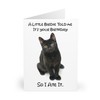 Humorous Black Cat Birthday Card - 'A Little Birdie Told