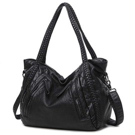 Women Handbag Hobo Purse Large Capacity Soft Leather Shoulder Bag Top-handle Tote Satchel, S: 13.4*3.5*13* Inch, 1
