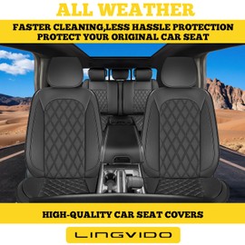 LINGVIDO Car Seat Covers Set – Premium Nappa Leather for Front Seats (2 Seats), Durable, Comfortable & Easy to Install, Fits Most Cars, Sedans, SUVs – Ideal for Commuters, Families & Road Trips