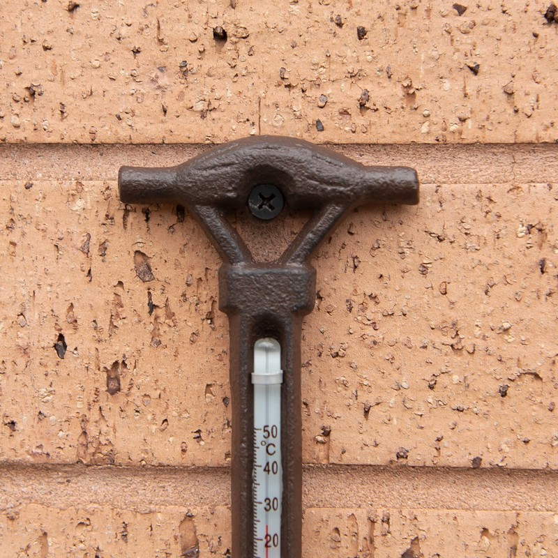 Cast Iron Wall Mounted Trowel Spade Outdoor Garden Tool Thermometer