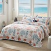 LEAONME Coastal Quilt Set Full/Queen Size - Lightweight Microfiber Reversible