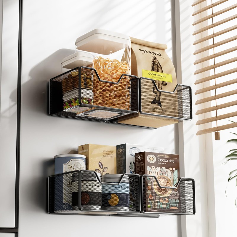 Restorgan Magnetic Basket Organizer Holder, 2 Pack Magnetic Shelf for