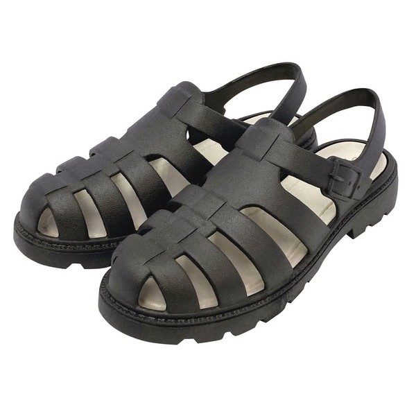 Gurka Sandals, Rubber Sandals, Women's, Cute, Easy, Lightweight, Material, Black, M, Size: Approx. 9.1 - 9.4 inches (23 - 24 cm), 86991 Black
