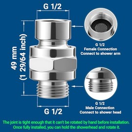 1 Pc Shower Connector Ball Joint Shower Head Swivel Ball Adapter Brass Adjustable Shower Arm Extension Universal Component Polish Chrome