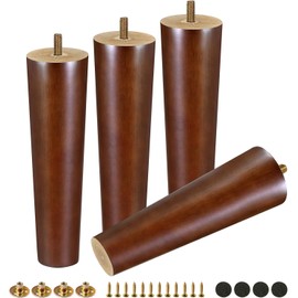 Qodiacl Pack of 4 Furniture Feet, Wood, 20 cm, Wooden Feet for Furniture, Oak Wood Cabinet Feet, Sofa Feet, Furniture Legs, Round Wooden Legs for Coffee Table, Bed, Chest of Drawers Chair, Couch Table, Cabinet, Sofa Legs, Walnut