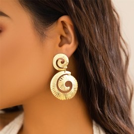 ALRNBY Double Spiral Dangle Earrings for Women Gold Silver Big Earrings Statement Trendy