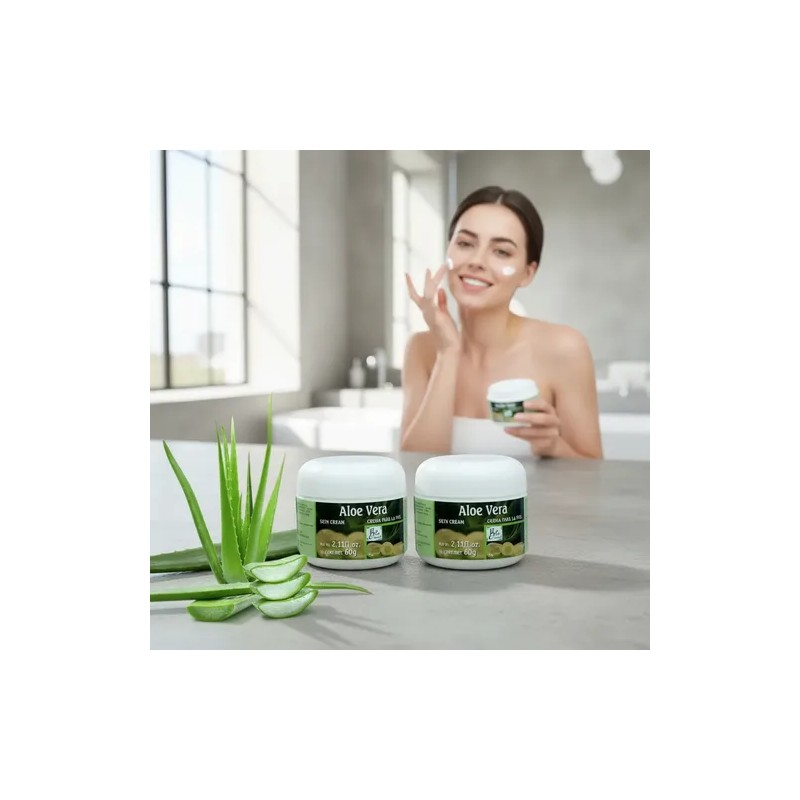 Crema De Aloe Vera 60gr C/u 2 Piezas Hidratante Facial