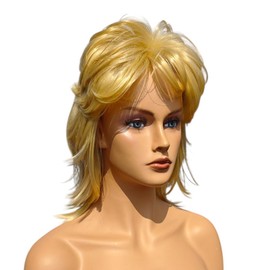 QITAQOTA Blonde Mullet wig for Women Pop Rock Wig for 70s 80s Costume Cosplay Party M11