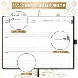 Artfan Taschenkalender 2025 - A6 Kalender 2025 von Januar 2025 - Dezember 2025, Terminplaner 2025, Wochenplaner 2025 mit Hardcover, 2 Lesezeichen, Stiftschlaufe, 15.5 x 10.5 cm